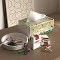 Tissue Box Ashtray KENT Cigarettes Lighter And Items On Wooden Desk