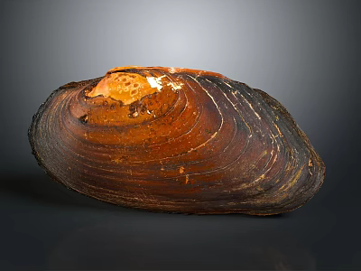Detailed Brown Shell Structure Resembling Organ With Hair Like Texture Features 3d model