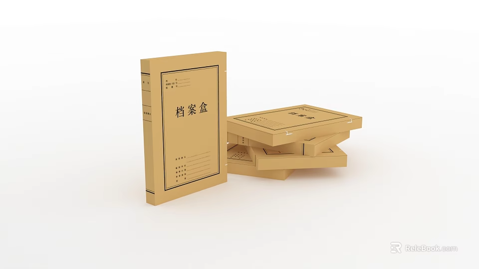 Stacked Brown File Boxes With Document Labels For Office Storage 3d model