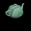 Elegant Green Teapot With Smooth Marble Pattern And Golden Veins Design 3d model