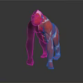 Gorilla 3D Model Displaying Muscular Organs And Black Fur Features