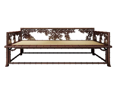 Classic Multi Seater Sofa With Dark Wooden Frame Carved Details And Light Cushion 3d model