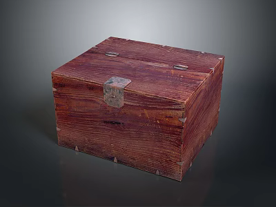Handcrafted Wooden Sculpture Carving Chest With Detailed Texture And Metal Fittings 3d model