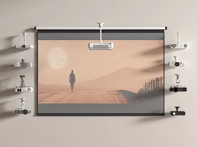 Wall Mounted Projection Surveillance System With Multiple Cameras And Outdoor Scene 3d model