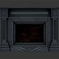 Dark Colored Marble Fireplace with Classic Columns and Flat Mantel Design for Interior Decor