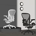 Two Modern White And Black Mesh Office Chairs With Ergonomic Design In Contemporary Interior