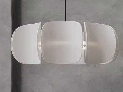 Modern White Pendant Light with Curved Panels in Minimalist Gray Interior 3d model