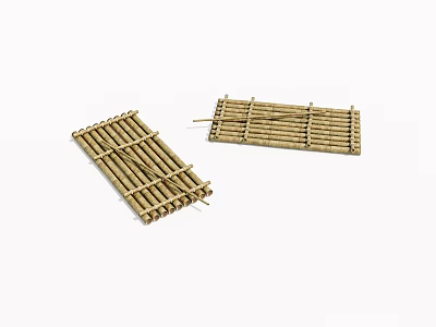 Natural Bamboo Woven Rectangular Mats Handmade For Home Decoration And Crafts 3d model