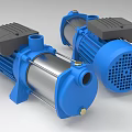 Twin Blue Industrial Electric Pumps With Stainless Steel Housing And Black Motor Covers