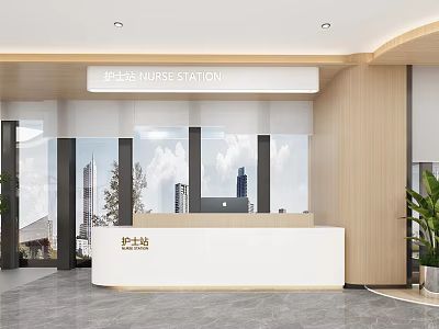 Hospital Outpatient Modern Nurse Station With City View 3d model