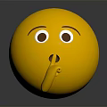 Yellow Emoji Decorative Figurine With Finger On Mouth Gesture Modern Home Tabletop Ornament
