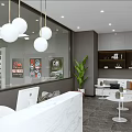 Automotive Service Shop Interior With White Red Sports Cars Display Shelves And Ceiling Lights