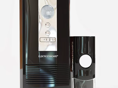Sleek Black Modern Doorbell With Glossy Finish Push Button And Wireless Chime 3d model
