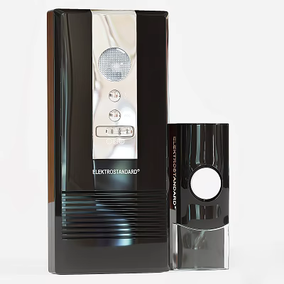 Sleek Black Modern Doorbell With Glossy Finish Push Button And Wireless Chime 3d model