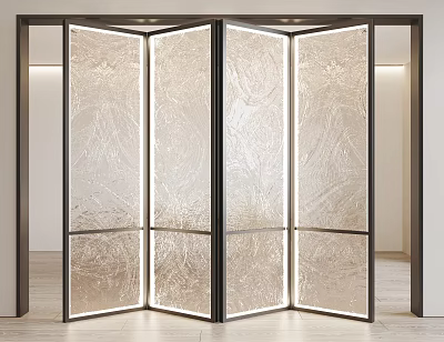 Modern Folding Glass Doors with Textured Panels and LED Light Frames for Interior Spaces 3d model
