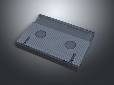 Retro Gray VHS Video Cassette Equipment With Two Circular Reels And Plastic Casing 3d model