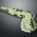 Lush Garden Landscape Design Featuring Green Lawn Trees And Winding Pathways