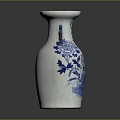 Intricately Carved Ceramic Vase Featuring Blue And White Floral Sculpted Patterns