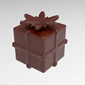 Brown Cuboid Decorative Box With Butterfly Sculpture And Surface Cross Lines 3d model