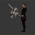 Medieval Warrior Character Holding Sword and Shield in Standing Position 3d model