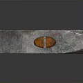 Vintage Hammer Weapon with Wooden Handle and Metal Head Featuring Cross Symbol