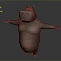 Cartoon Hippo 3D Character Model With Standing Pose And Open Arms 3d model