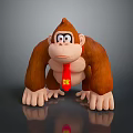 Cartoon Brown Gorilla Figurine With Red Tie And DK Logo In Crouching Pose