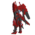 Futuristic Sci-Fi Red Armored Mech Robot With Giant Battle Exoskeleton Design