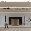 Modern TV Wall Design With Upper Shelves Books Decorations And Side Speakers