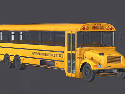 Yellow School Bus With Alta Springs School District Text Windows And Door 3d model