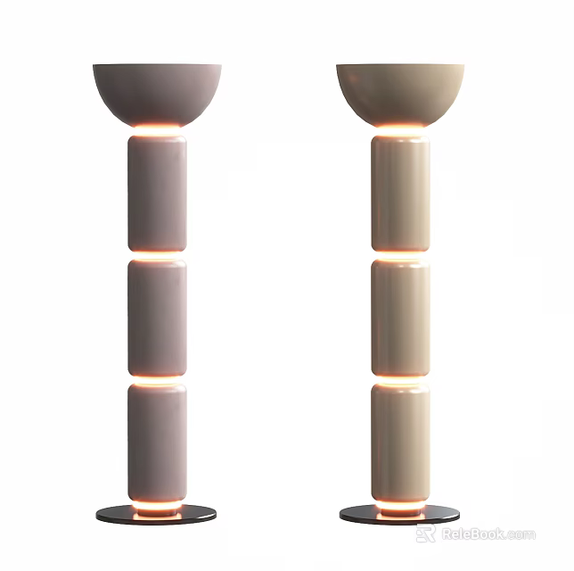 Minimalist Modern Table Lamp Pair With Cylindrical Structure And Warm Light Illumination 3d model 