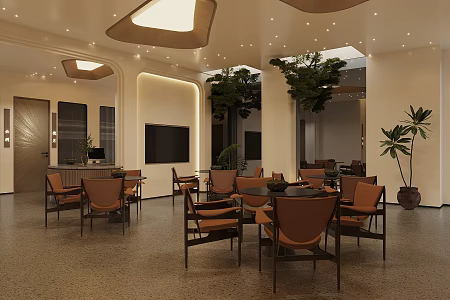 New Chinese Restaurant New Chinese Tea House Morning Tea Shop Chinese Eaves Dining Table and Chair Combination Chinese Chandelier Chinese Restaurant Tea Restaurant Vegetarian Restaurant Teahouse 3d model