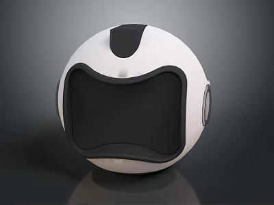Smart Spherical Robot With White And Black Design And Interactive Digital Screen 3d model