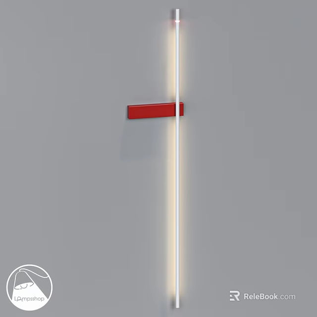 Modern Wall Lamp Red Accent Sleek Design Mounted On Gray Wall With LED Lighting 3d model 