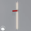 Modern Wall Lamp Red Accent Sleek Design Mounted On Gray Wall With LED Lighting