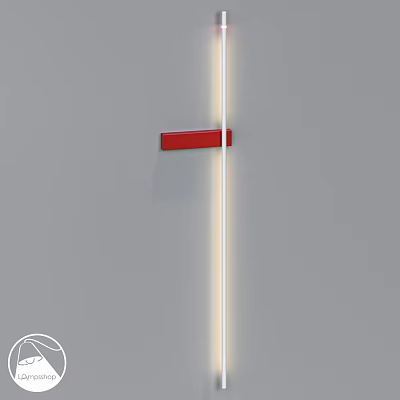 Modern Wall Lamp Red Accent Sleek Design Mounted On Gray Wall With LED Lighting 3d model