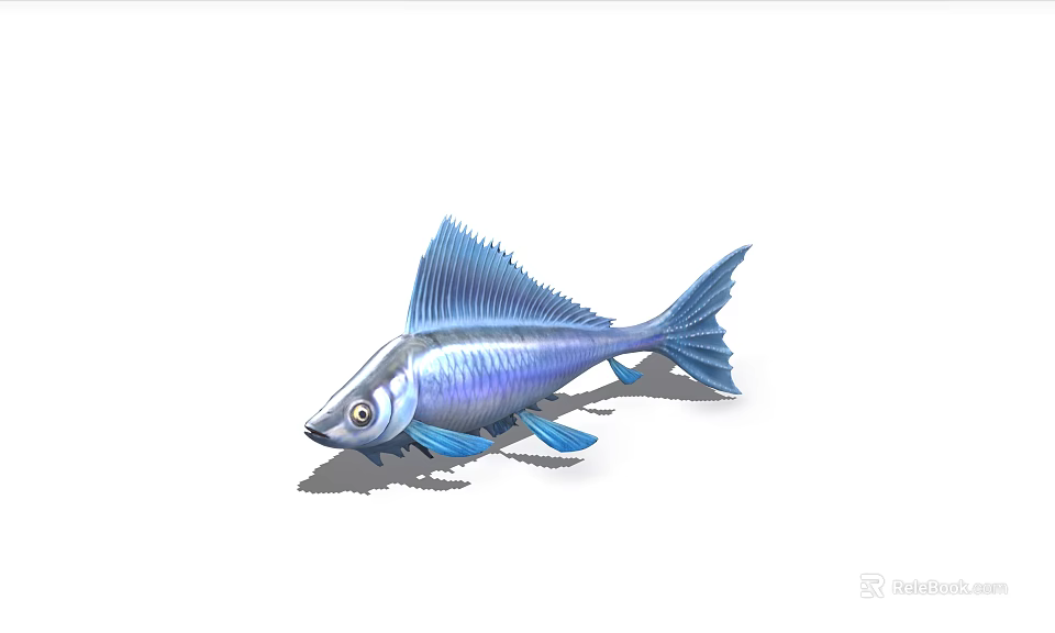 Vibrant Blue Aquatic Fish With Shiny Scales Elegant Fins And Graceful Tail 3d model 