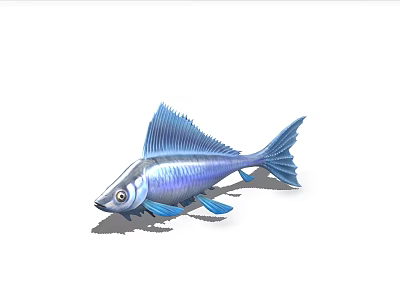 Vibrant Blue Aquatic Fish With Shiny Scales Elegant Fins And Graceful Tail 3d model