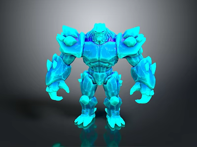 Glowing Blue 3D Creature Model With Muscular Body And Crystal Texture 3d model