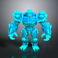 Glowing Blue 3D Creature Model With Muscular Body And Crystal Texture