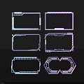 Abstract Sculpture Carving With Geometric Outline Shapes In Neon Blue Purple