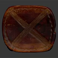 Handcrafted Reddish Wooden Stool With Four Legs And Textured Glossy Top Design