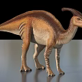 Detailed Reptile Dinosaur Model With Long Neck Spiked Back And Striped Skin
