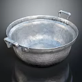 Handmade Round Aluminum Cooking Pot With Hammered Texture And Two Handles