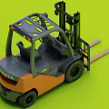 Orange Gray Industrial Forklift With Operator Cab And Front Steel Forks