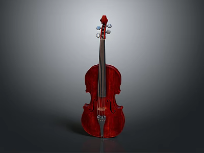 High Quality Red Wooden Violin With Classic Handcrafted Design Features 3d model