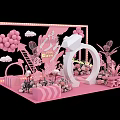 Pink Themed Decor with Balloons Number 5 Flamingos Flowers and Clouds