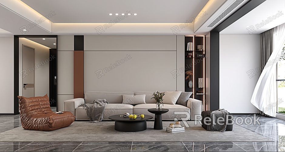 Living room background sofa wall TV wall sofa background wall home living room model