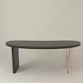 Sleek Modern Office Desk Featuring Oval Black Tabletop And Rose Gold Legs