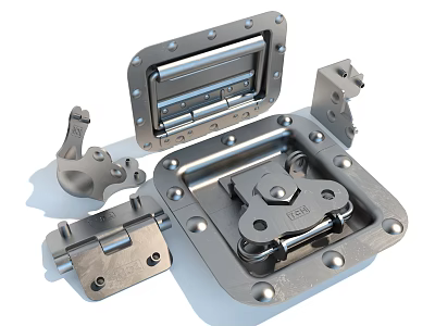 Metal Mechanical Hardware Components Hinges Latches And Connectors For Industrial Use 3d model